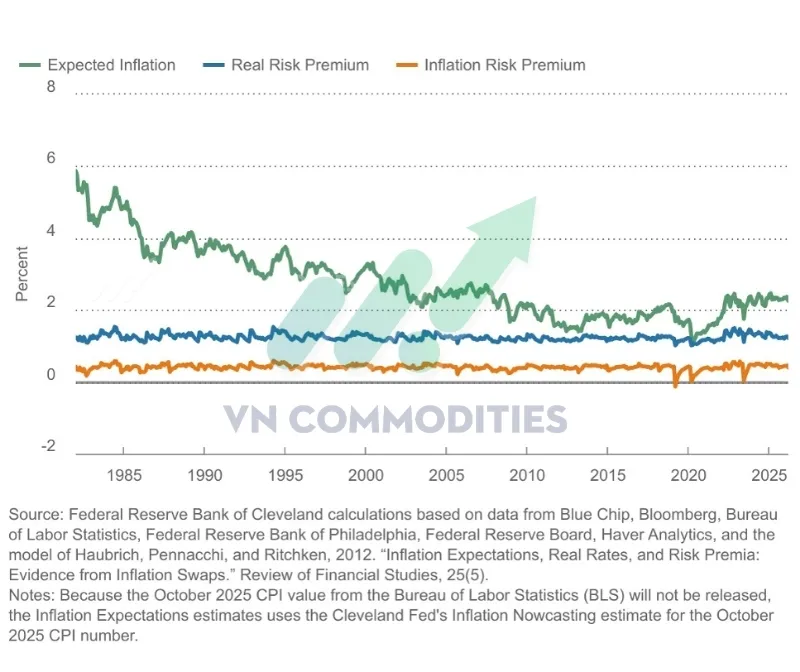 Kỳ vọng lạm ph&aacute;t trung b&igrave;nh trong 10 năm tới của thị trường